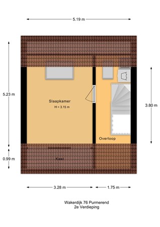 Plattegrond - Wakerdijk 76, 1446 BV Purmerend - Wakerdijk 76_2e Verdieping.jpg